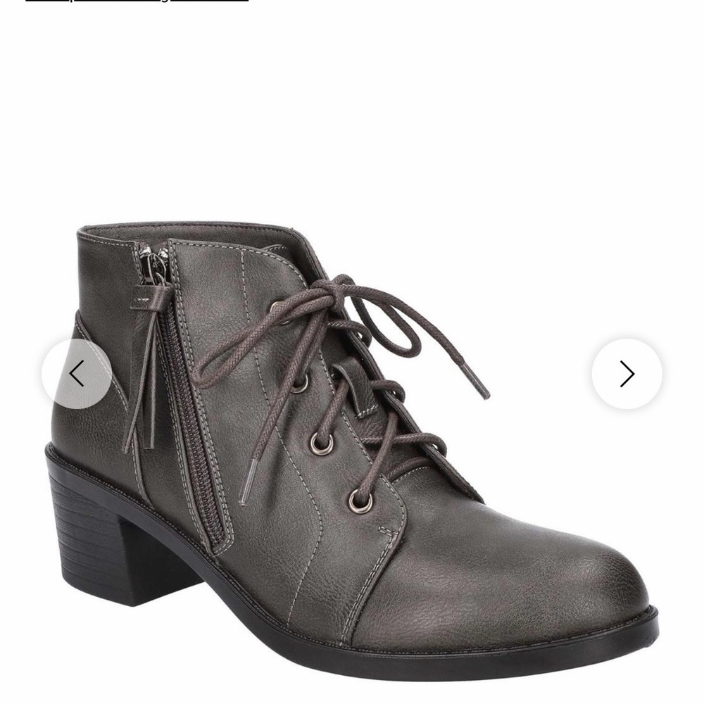 easy street Charcoal Lace-Up Ankle Boot with Side Zip